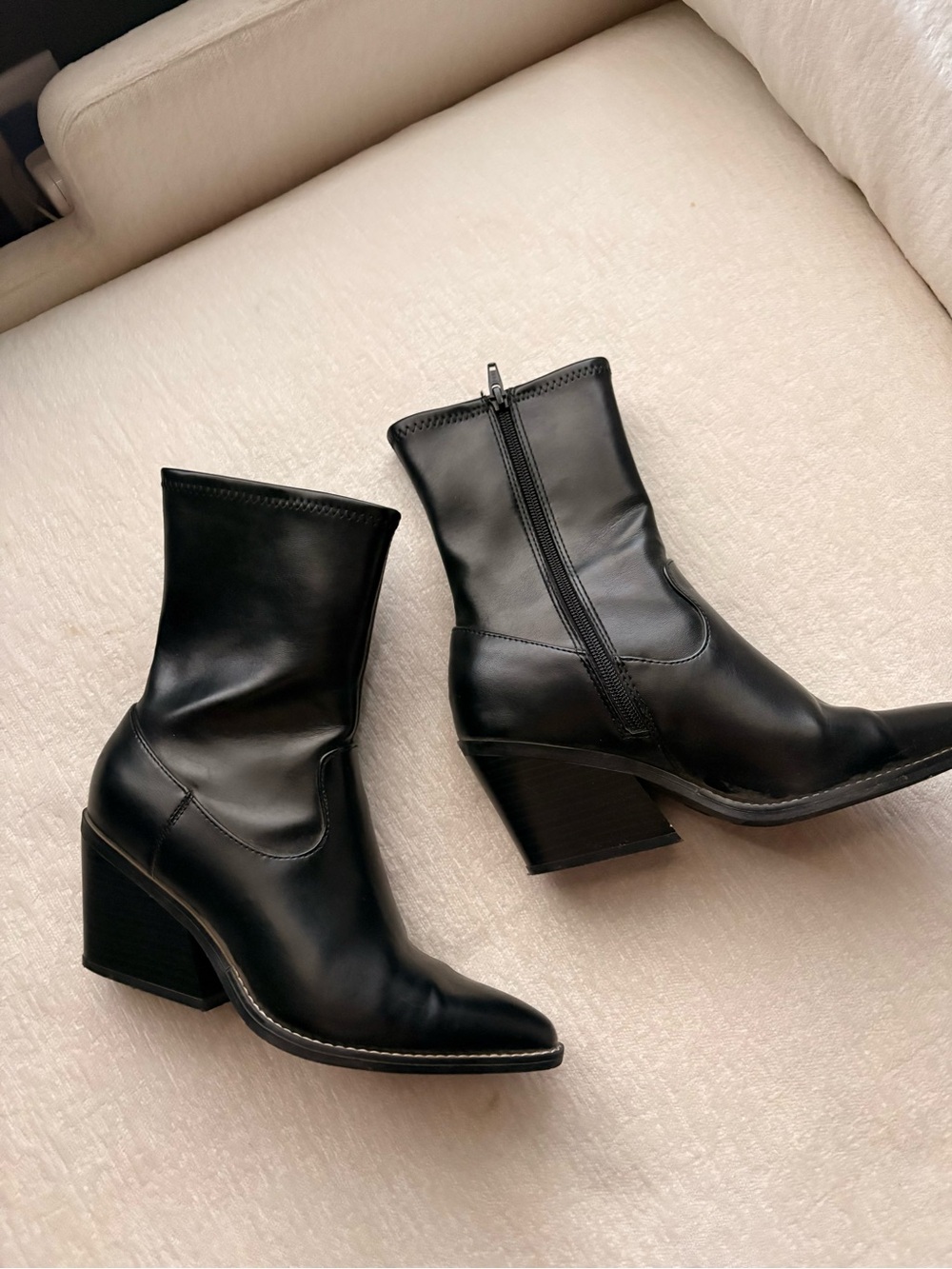Target Black Leather Ankle Boots with Block Heel